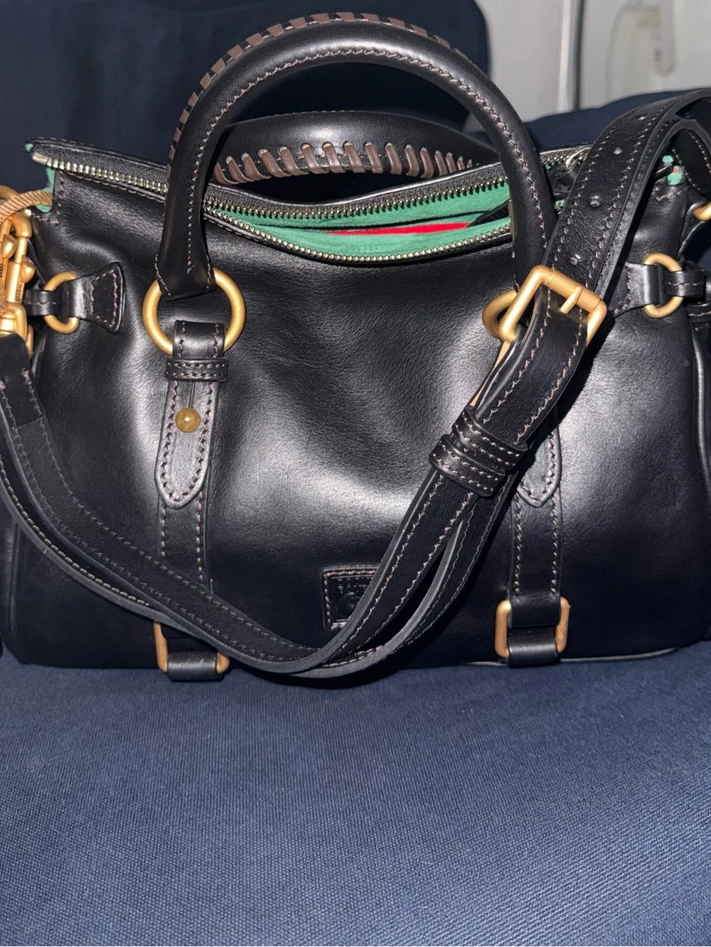 Dooney & Bourke Black Florentine Satchel with Gold Hardware